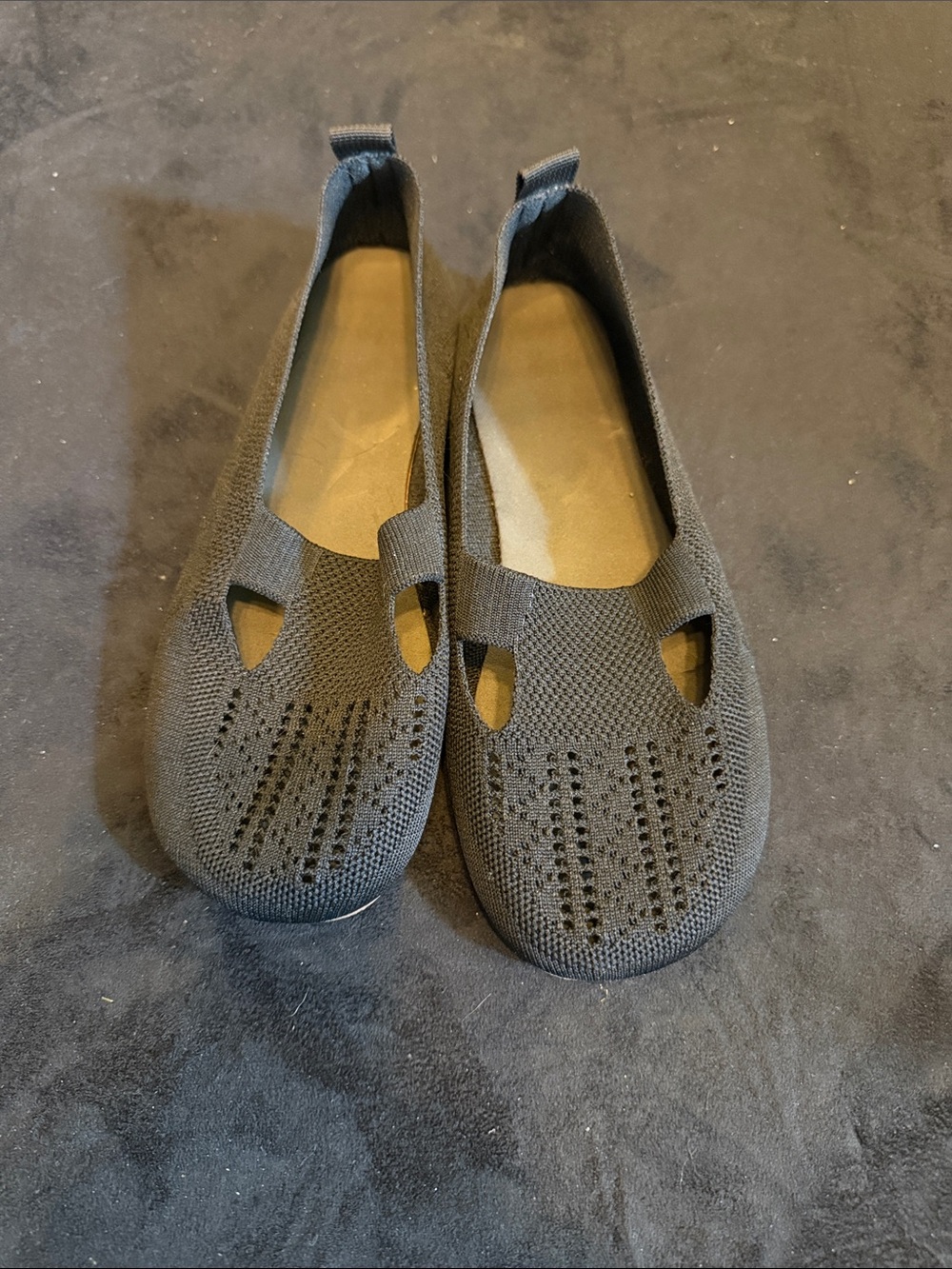 Women’s Black Knit Mary Jane Flats - Lightweight Slip-On Comfort